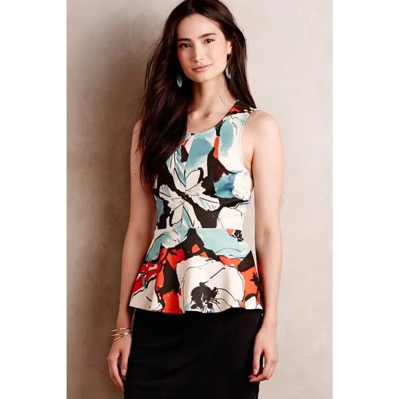 Anthropologie Tops - AKEMI + KIN x Anthropologie Pani Peplum Top Floral Sleeveless Scuba Women's XL